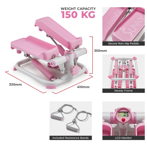 Sunny Health & Fitness SMART Total Body Pink Stepper Machine - P2000 SMART
