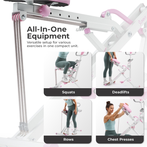 Sunny Health & Fitness SMART Upright Row-N-Ride Exerciser in Pink