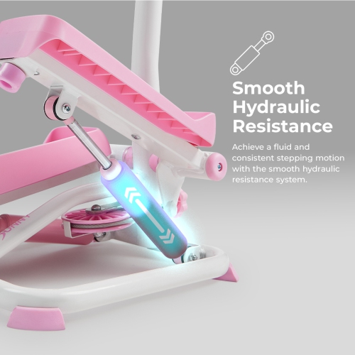 Sunny Health & Fitness Pink Smart Exercise Stepper With Handlebars and Resistance Bands - P2410