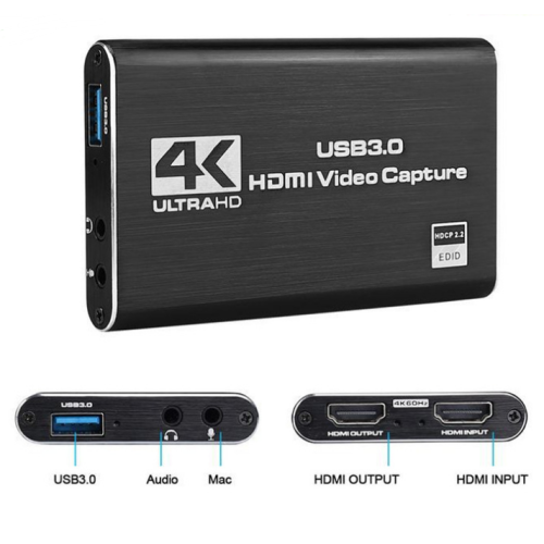 Carte de saisie vidéo HDMI, 1080p 60 ips, carte de saisie HDMI à USB 3,0 pour diffusion en continu avec appareil photo/Xbox/PS4/PS5/PC/OBS