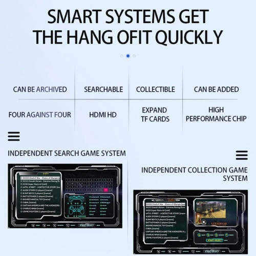 Retro wave Game Box, 30000 Retro Games, Plug & Play Video Games with 2 Wireless Dual Controllers Portable Game Player(64GB)