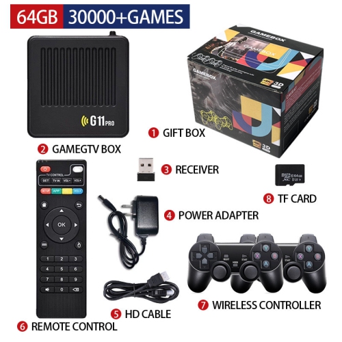 Retro wave Game Box, 30000 Retro Games, Plug & Play Video Games with 2 Wireless Dual Controllers Portable Game Player(64GB)
