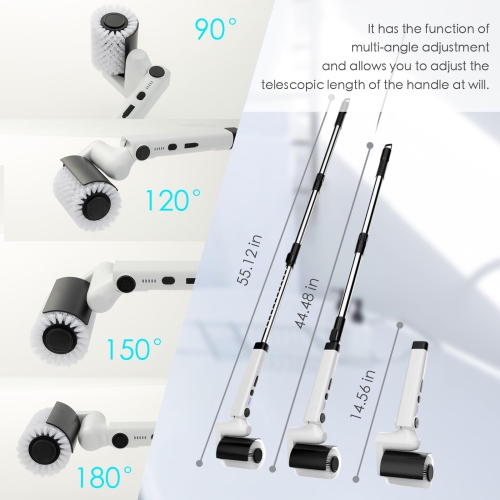 Electric Spin Scrubber- Shower Scrubber with Long Handle, Electric Cleaning Brush with Replaceable Brush Heads for Shower, Bathtub,Tile, Floor