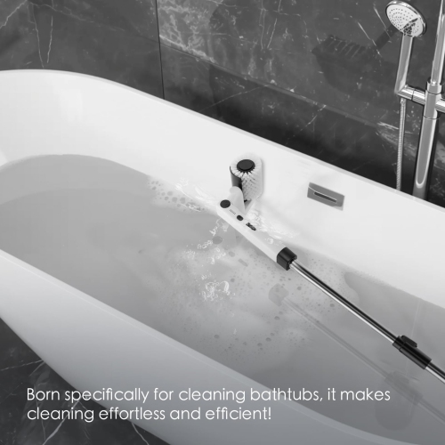 Electric Spin Scrubber- Shower Scrubber with Long Handle, Electric Cleaning Brush with Replaceable Brush Heads for Shower, Bathtub,Tile, Floor