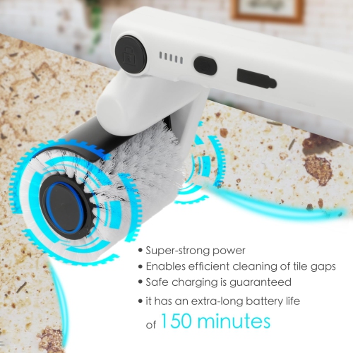 Electric Spin Scrubber- Shower Scrubber with Long Handle, Electric Cleaning Brush with Replaceable Brush Heads for Shower, Bathtub,Tile, Floor