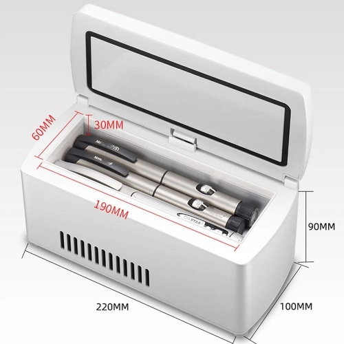 Insulin Cooler Case, Mini Refrigerator Insulin Pill Box Dispensing 35 -64F Degrees Refrigerated USB Insulin Fridge Alarm