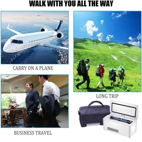 Insulin Cooler Case, Mini Refrigerator Insulin Pill Box Dispensing 35 -64F Degrees Refrigerated USB Insulin Fridge Alarm