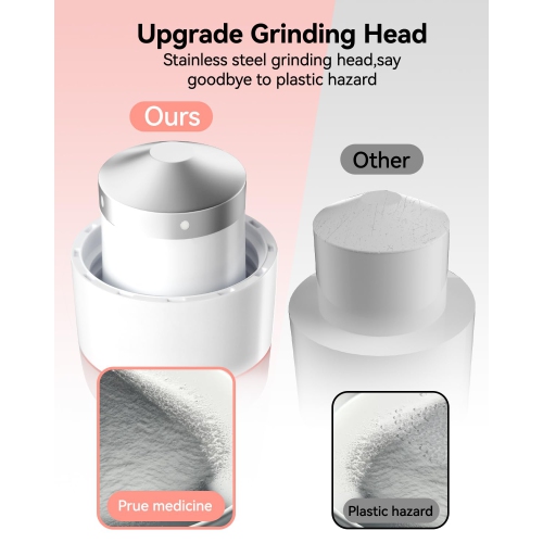 Pill Crusher Fine Powder - Portable Pill Cutter and Crusher with Stainless Steel Grinding Pestle, for Elderly and Pets