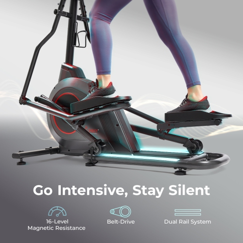 Exerciseur elliptique magnétique intelligent Pro de Sunny Health & Fitness avec bande de 16&nbsp;po - SF-E323038