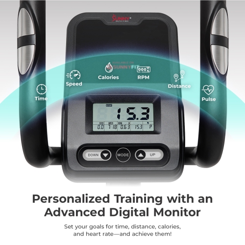 Exerciseur elliptique magnétique intelligent Pro de Sunny Health & Fitness avec bande de 16&nbsp;po - SF-E323038