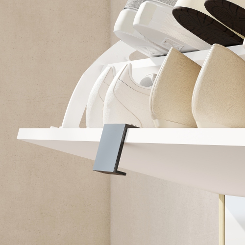 HOMCOM Narrow Shoe Cabinet, Modern High Gloss Shoe Storage Cabinet with 4 Flip Drawers, Adjustable Shelves and Wood Legs for Entryway, Hallway, Holds