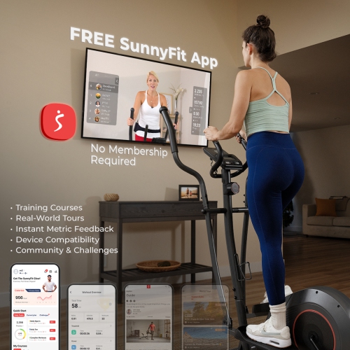 Appareil elliptique intelligent à 16 niveaux avec résistance magnétique Corezy de Sunny Health & Fitness - SF-E324005