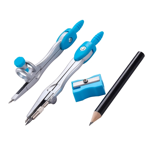 Geometry Set – 10-Piece Kit with Compass, Protractor, Rulers, Pencil, Eraser, Sharpener & More – Full Drawing Set for Students with Accurate Tools