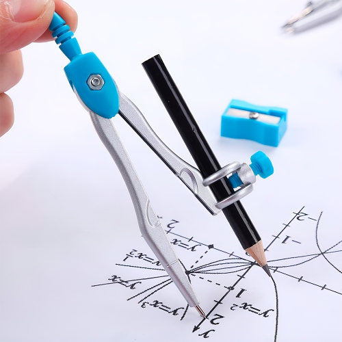 Geometry Set – 10-Piece Kit with Compass, Protractor, Rulers, Pencil, Eraser, Sharpener & More – Full Drawing Set for Students with Accurate Tools