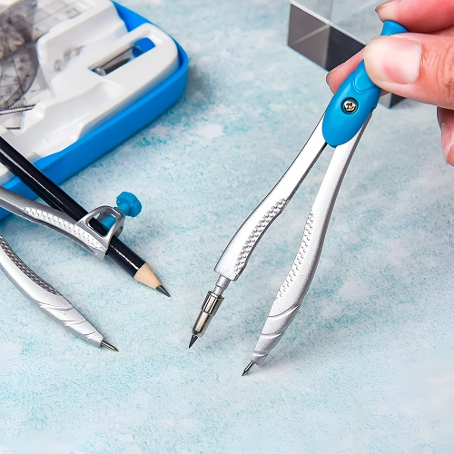 Geometry Set – 10-Piece Kit with Compass, Protractor, Rulers, Pencil, Eraser, Sharpener & More – Full Drawing Set for Students with Accurate Tools