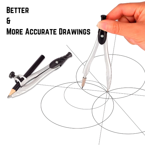 Geometry Set – 10-Piece Kit with Compass, Protractor, Rulers, Pencil, Eraser, Sharpener & More – Full Drawing Set for Students with Accurate Tools