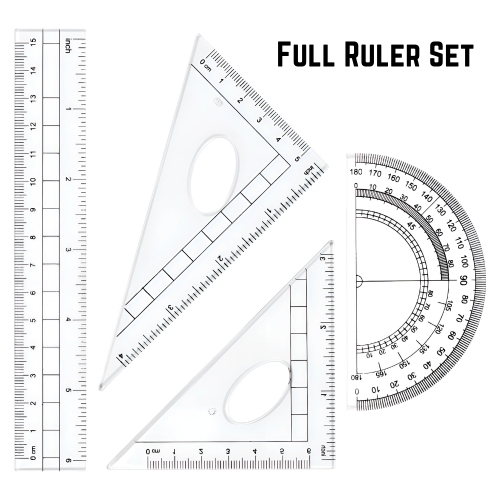 Geometry Set – 10-Piece Kit with Compass, Protractor, Rulers, Pencil, Eraser, Sharpener & More – Full Drawing Set for Students with Accurate Tools