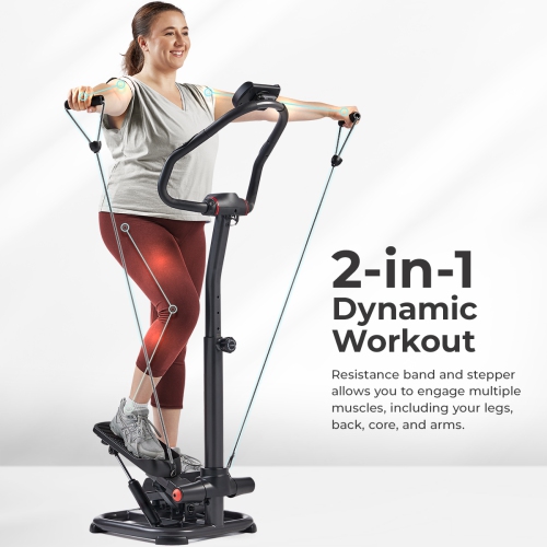Sunny Health & Fitness Power Stepper with Resistance Bands and Handlebar SF-S021055