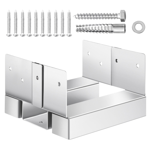 VEVOR 6x6 Post Base 10 Pcs, Inner Size 5.49x5.57inch/139.5x141.5mm Concrete Post Anchor, Heavy-Duty Zinc-Plated Carbon Steel Posts Brackets with 1