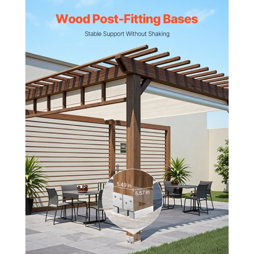 VEVOR 6x6 Post Base 10 Pcs, Inner Size 5.49x5.57inch/139.5x141.5mm Concrete Post Anchor, Heavy-Duty Zinc-Plated Carbon Steel Posts Brackets with 1