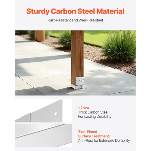 VEVOR 6x6 Post Base 10 Pcs, Inner Size 5.49x5.57inch/139.5x141.5mm Concrete Post Anchor, Heavy-Duty Zinc-Plated Carbon Steel Posts Brackets with 1