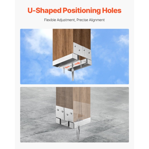 VEVOR 6x6 Post Base 10 Pcs, Inner Size 5.49x5.57inch/139.5x141.5mm Concrete Post Anchor, Heavy-Duty Zinc-Plated Carbon Steel Posts Brackets with 1