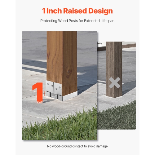 VEVOR 6x6 Post Base 10 Pcs, Inner Size 5.49x5.57inch/139.5x141.5mm Concrete Post Anchor, Heavy-Duty Zinc-Plated Carbon Steel Posts Brackets with 1