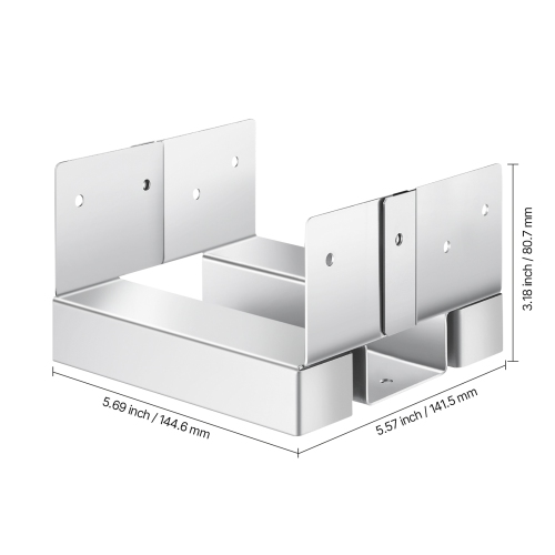 VEVOR 6x6 Post Base 10 Pcs, Inner Size 5.49x5.57inch/139.5x141.5mm Concrete Post Anchor, Heavy-Duty Zinc-Plated Carbon Steel Posts Brackets with 1