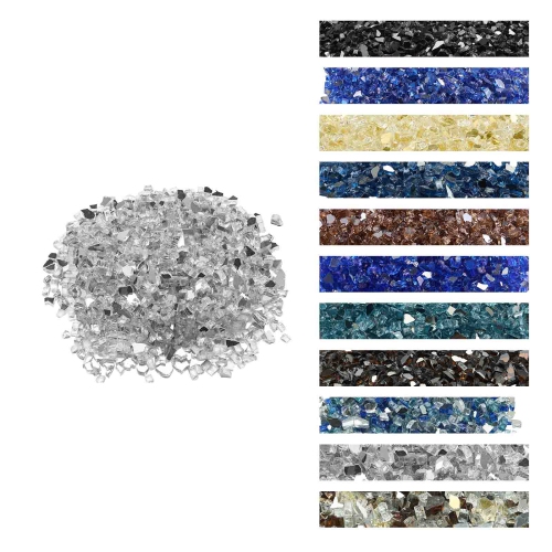 VEVOR 10 LBS / 4.5 KG Fire Glass,High-Temperature Resistant Fireplace Rocks, 1/2-Inch / 12.7 mm Reflective & Smokeless Firepit Glass Rock, High