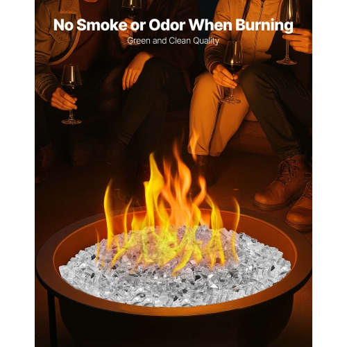 VEVOR 10 LBS / 4.5 KG Fire Glass,High-Temperature Resistant Fireplace Rocks, 1/2-Inch / 12.7 mm Reflective & Smokeless Firepit Glass Rock, High
