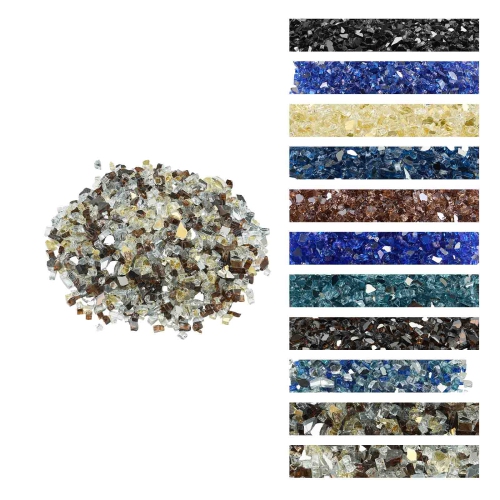 VEVOR 10 LBS / 4.5 KG Fire Glass,High-Temperature Resistant Fireplace Rocks, 1/2-Inch / 12.7 mm Reflective Firepit Glass Rock, High Luster Stone