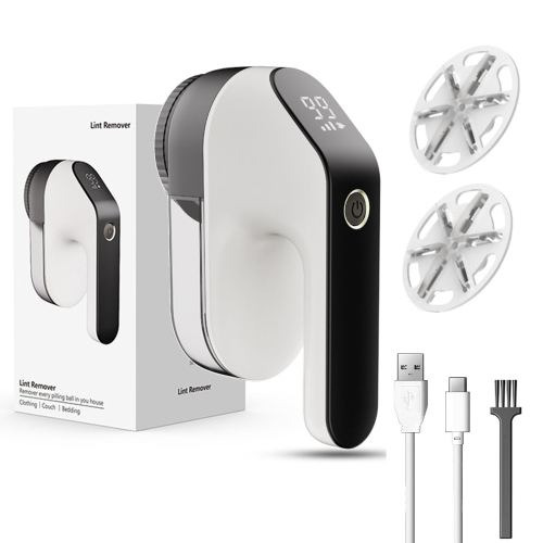 Rasoir électrique à charpie rechargeable à 3 vitesses et 2 lames de rechange, détachant de peluches portatif LED Display pour boucler les vêtements,