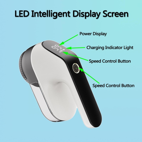 Rasoir électrique à charpie rechargeable à 3 vitesses et 2 lames de rechange, détachant de peluches portatif LED Display pour boucler les vêtements,