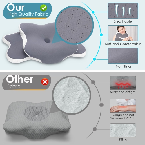 Memory Foam Pillow, 2 in 1 Cervical Pillow for Neck Pain Relief, Ergonomic Neck Support Pillows for Side Back Stomach Sleepers