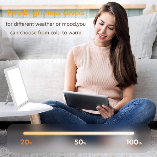 SAD Therapy Lamp, Slim Light Box for Effective SAD Light Therapy, 10,000 Lux Daylight Therapy Lights with Timer, UV-free & Full Spectrum