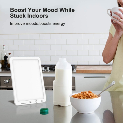 SAD Therapy Lamp, Slim Light Box for Effective SAD Light Therapy, 10,000 Lux Daylight Therapy Lights with Timer, UV-free & Full Spectrum
