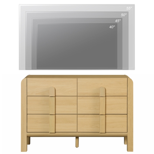 WAMPAT Modern Dresser TV Stand for TVs Up to 55 inches, 47.2" W Farmhouse Entertainment Center with 6 Drawers, Media Console Table TV Cabinet for