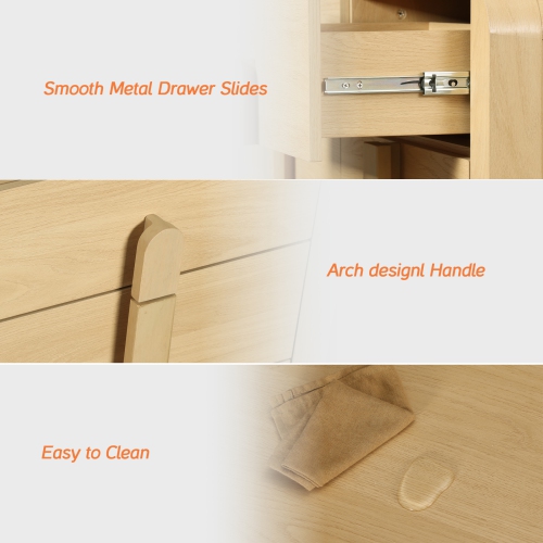 WAMPAT Modern Dresser TV Stand for TVs Up to 55 inches, 47.2" W Farmhouse Entertainment Center with 6 Drawers, Media Console Table TV Cabinet for