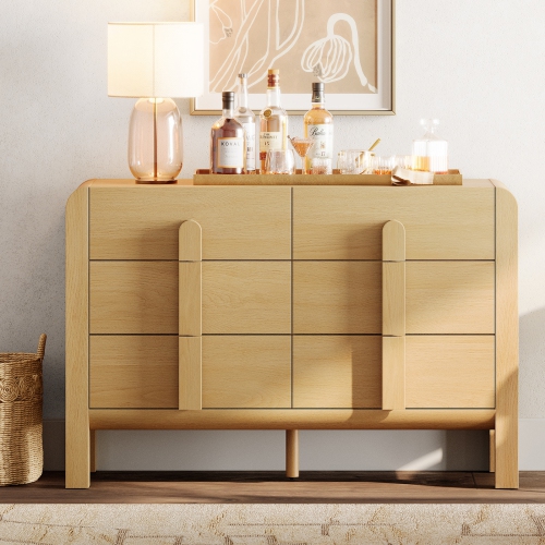 WAMPAT Modern Dresser TV Stand for TVs Up to 55 inches, 47.2" W Farmhouse Entertainment Center with 6 Drawers, Media Console Table TV Cabinet for