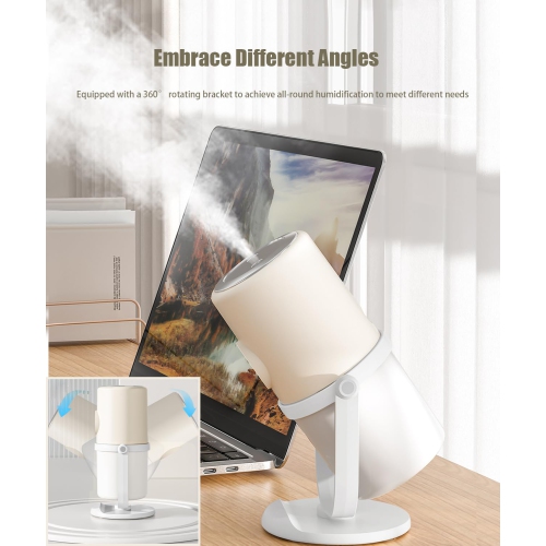 Portable Small Humidifier Cold Mist Humidifier with 360° Rotating Stand, Warm Night Light, 2/8 H Timer Function, Mini humidifier for Bedroom