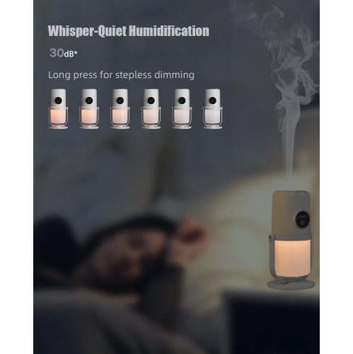 Portable Small Humidifier Cold Mist Humidifier with 360° Rotating Stand, Warm Night Light, 2/8 H Timer Function, Mini humidifier for Bedroom