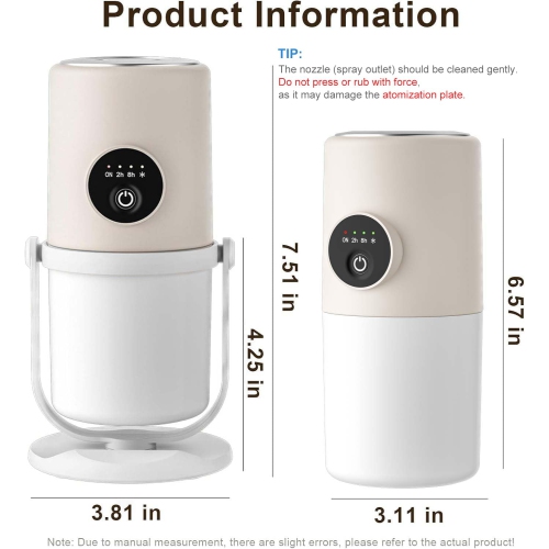 Portable Small Humidifier Cold Mist Humidifier with 360° Rotating Stand, Warm Night Light, 2/8 H Timer Function, Mini humidifier for Bedroom