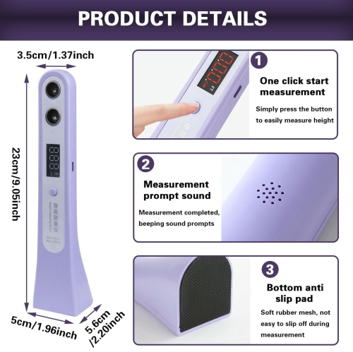 Highly Accurate Smart Body Height Stadiometer Wireless Wall Portable Design with LCD Display for Height Tracking