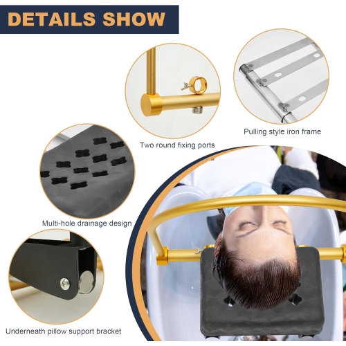Head Spa Equipment, Water Circulation Rack with Pillow Kit, Shower Shampoo Bed, Hair Treatment Scalp Care Waterfall Basin Faucet for Salon