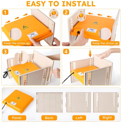 Chaleur Brooder pour les poussoirs, plaque chauffante à trois côtés résistant au vent de 25&nbsp;W avec hauteur et angle réglables, 26.5 *