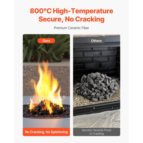 VEVOR 0.8-1.2 inch Lava Rocks, Fire Stones Lava Rocks For Fire Pit, Reusable Fire Pit Stones Indoor/Outdoor Use, Decorative Firepit Stone for