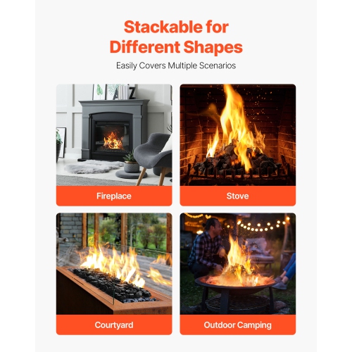 VEVOR 0.8-1.2 inch Lava Rocks, Fire Stones Lava Rocks For Fire Pit, Reusable Fire Pit Stones Indoor/Outdoor Use, Decorative Firepit Stone for