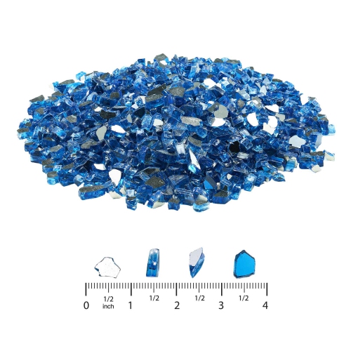 VEVOR 10LBS/4.5KG Fire Glass, High-Temperature Resistant Fireplace Rocks, 1/2In/12.7mm Reflective+Smokeless Firepit Glass Rock, Stone Landscaping for