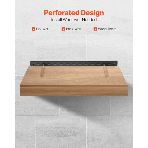 VEVOR 2 Pcs Floating Shelf Brackets, 150 lbs/68 kg Weight Capacity, 22x6.2x1.5 inch, Heavy Duty Hidden Shelf Brackets Support, Wall Mounting