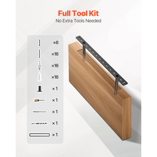 VEVOR 2 Pcs Floating Shelf Brackets, 150 lbs/68 kg Weight Capacity, 22x6.2x1.5 inch, Heavy Duty Hidden Shelf Brackets Support, Wall Mounting